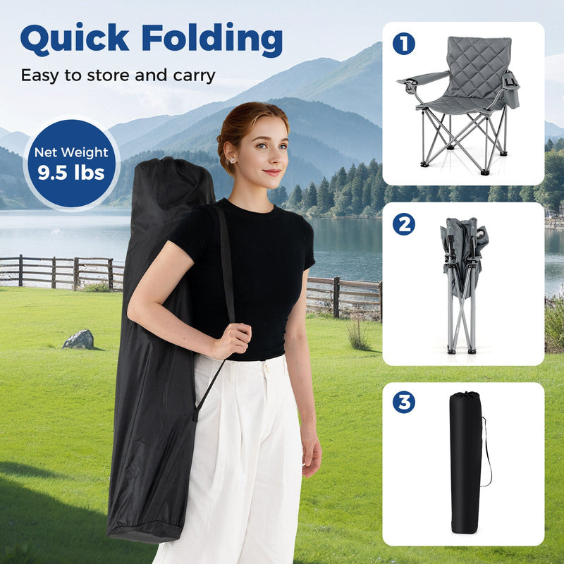 Load image into Gallery viewer, Oversized Camping Chairs Outdoor Folding Chair with Cooler Pouch and Cup Holder
