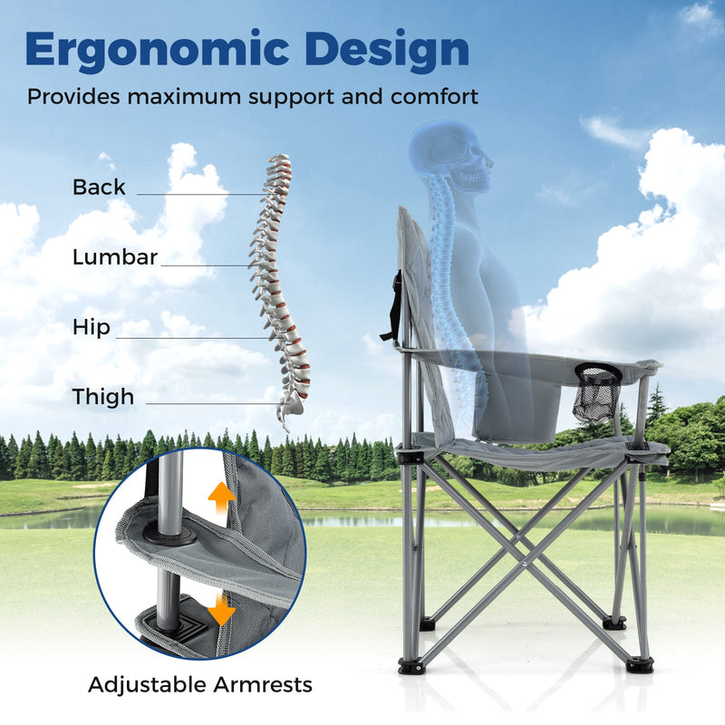Load image into Gallery viewer, Oversized Camping Chairs Outdoor Folding Chair with Cooler Pouch and Cup Holder
