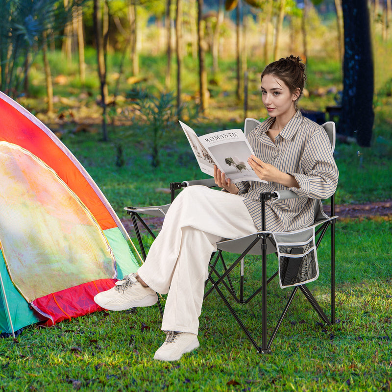 Load image into Gallery viewer, Oversized Camping Chair with Side Table and 2 Storage Pockets
