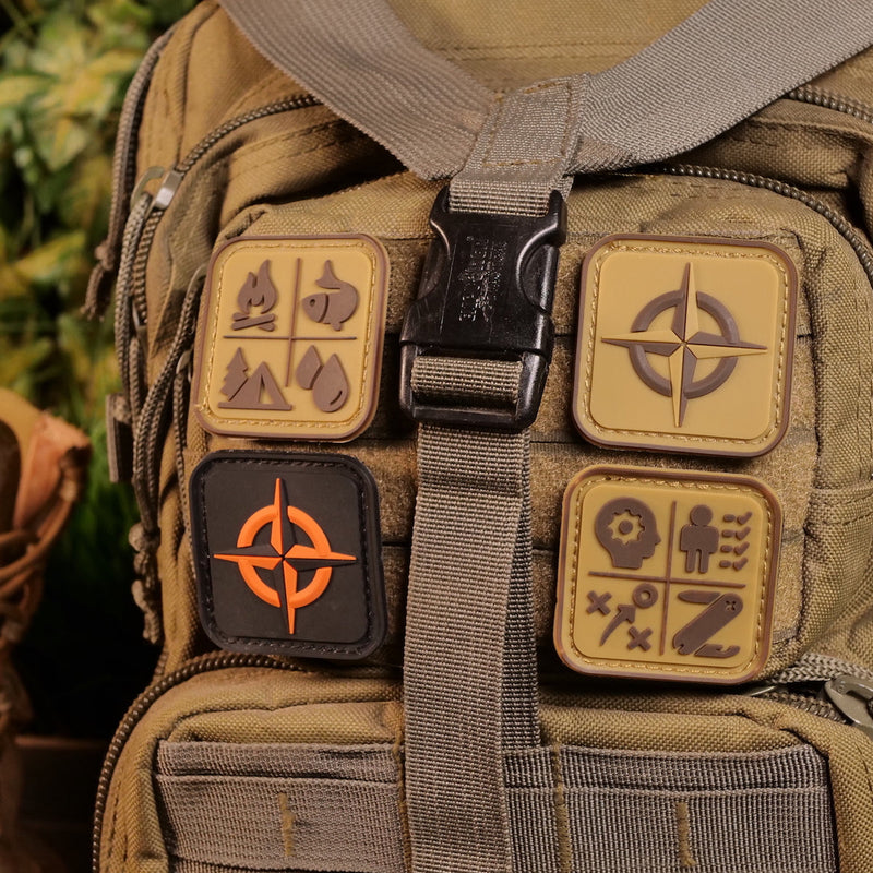 Load image into Gallery viewer, Survival Compass Morale Patch (Orange on Black)
