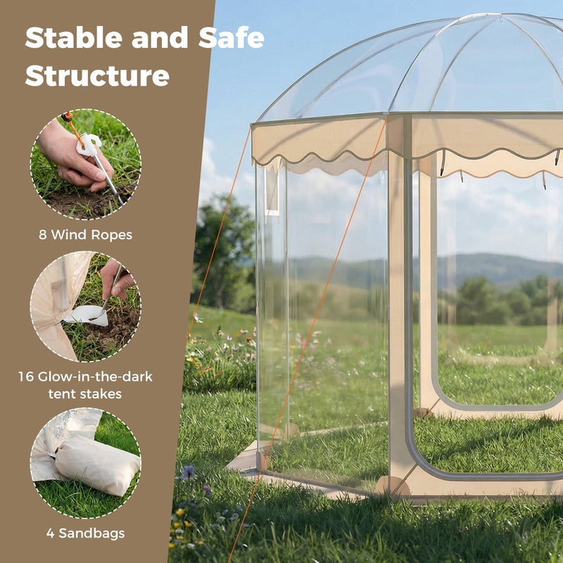 Load image into Gallery viewer, Pop Up Bubble Tent 10x10 FT for 8-10 People Weatherproof Pod with 540° Panoramic Clear PVC
