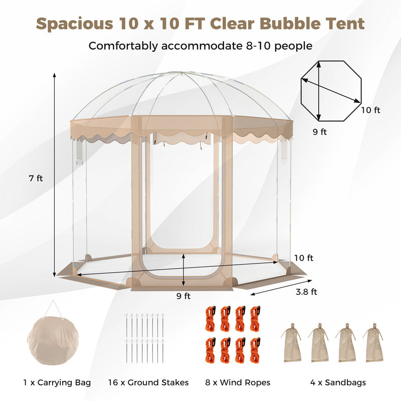Load image into Gallery viewer, Pop Up Bubble Tent 10x10 FT for 8-10 People Weatherproof Pod with 540° Panoramic Clear PVC
