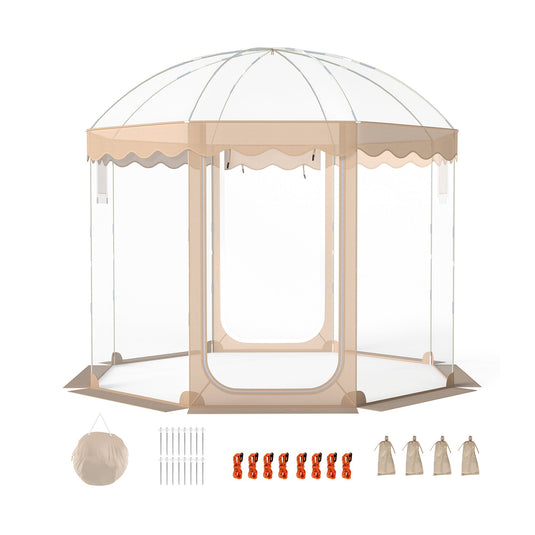 Pop Up Bubble Tent 10x10 FT for 8-10 People Weatherproof Pod with 540° Panoramic Clear PVC