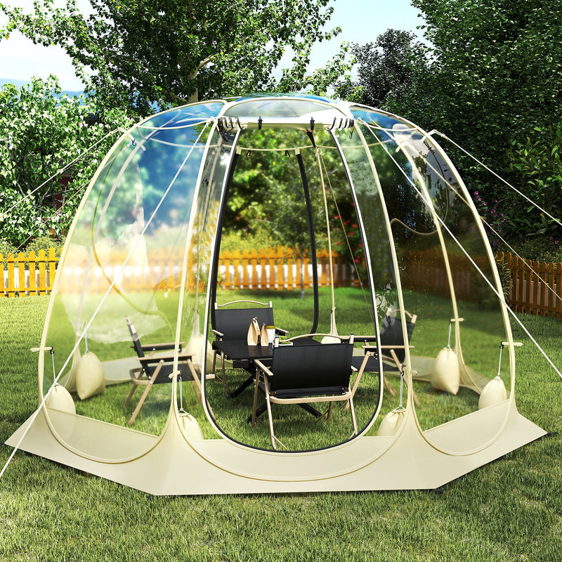 Load image into Gallery viewer, Pop Up Bubble Tent 630° Transparent PVC Igloo 8.5 x 8.5 FT Instant Setup Screen House for 5-6 People-Beige
