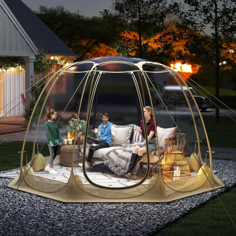 Load image into Gallery viewer, Pop Up Bubble Tent 630° Transparent PVC Igloo 8.5 x 8.5 FT Instant Setup Screen House for 5-6 People-Beige

