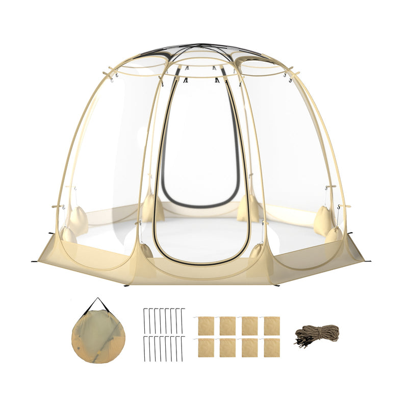 Load image into Gallery viewer, Pop Up Bubble Tent 630° Transparent PVC Igloo 8.5 x 8.5 FT Instant Setup Screen House for 5-6 People-Beige
