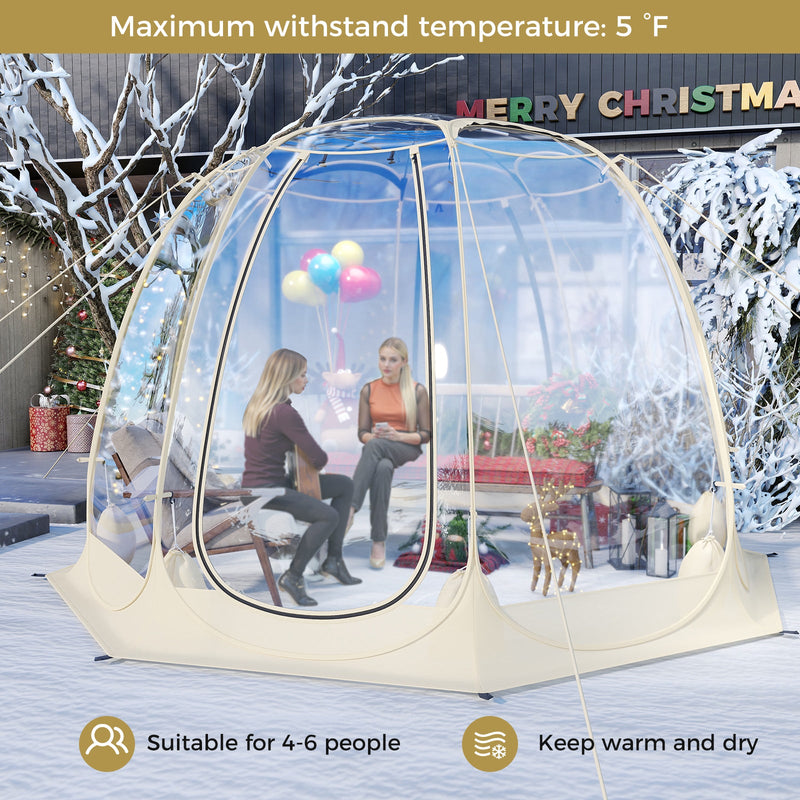 Load image into Gallery viewer, Pop Up Bubble Tent 630° Transparent PVC Igloo 8.5 x 8.5 FT Instant Setup Screen House for 5-6 People-Beige
