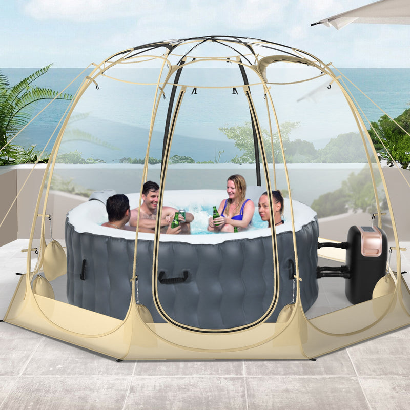 Load image into Gallery viewer, Pop Up Bubble Tent 630° Transparent PVC Igloo 8.5 x 8.5 FT Instant Setup Screen House for 5-6 People-Beige
