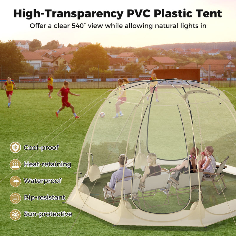 Load image into Gallery viewer, Pop Up Bubble Tent 630° Transparent PVC Igloo 8.5 x 8.5 FT Instant Setup Screen House for 5-6 People-Beige
