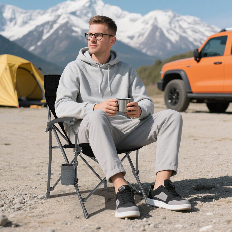 Load image into Gallery viewer, Portable Folding Oxford Cloth Camping Chair with Cup Holder and Side Pocket
