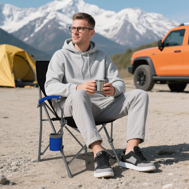 Load image into Gallery viewer, Portable Folding Oxford Cloth Camping Chair with Cup Holder and Side Pocket

