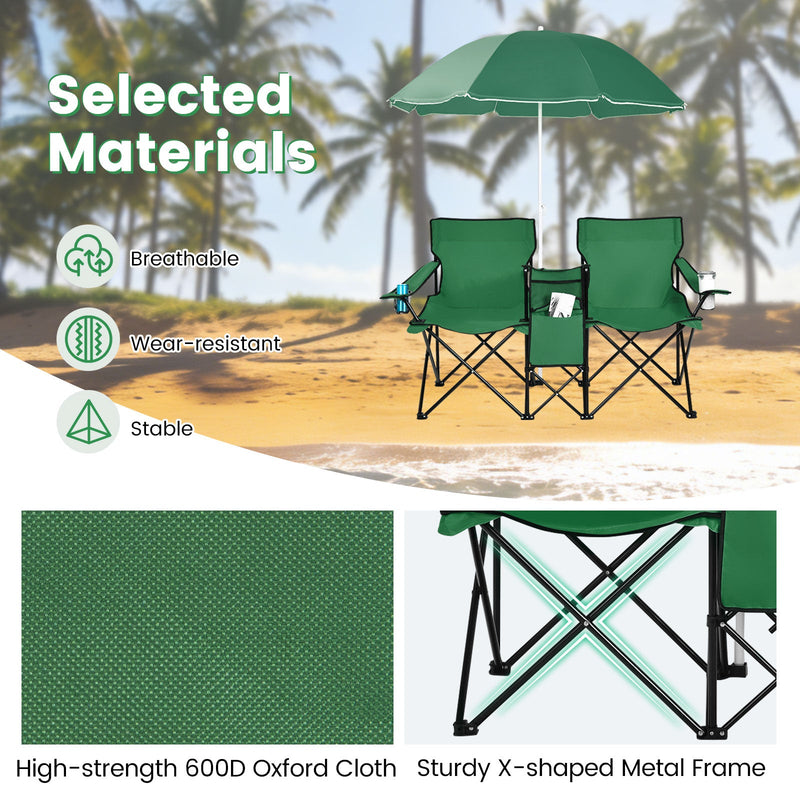 Load image into Gallery viewer, Portable Folding Picnic Double Chair
