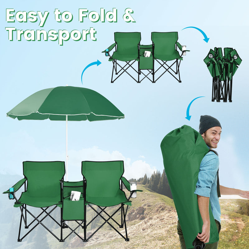 Load image into Gallery viewer, Portable Folding Picnic Double Chair
