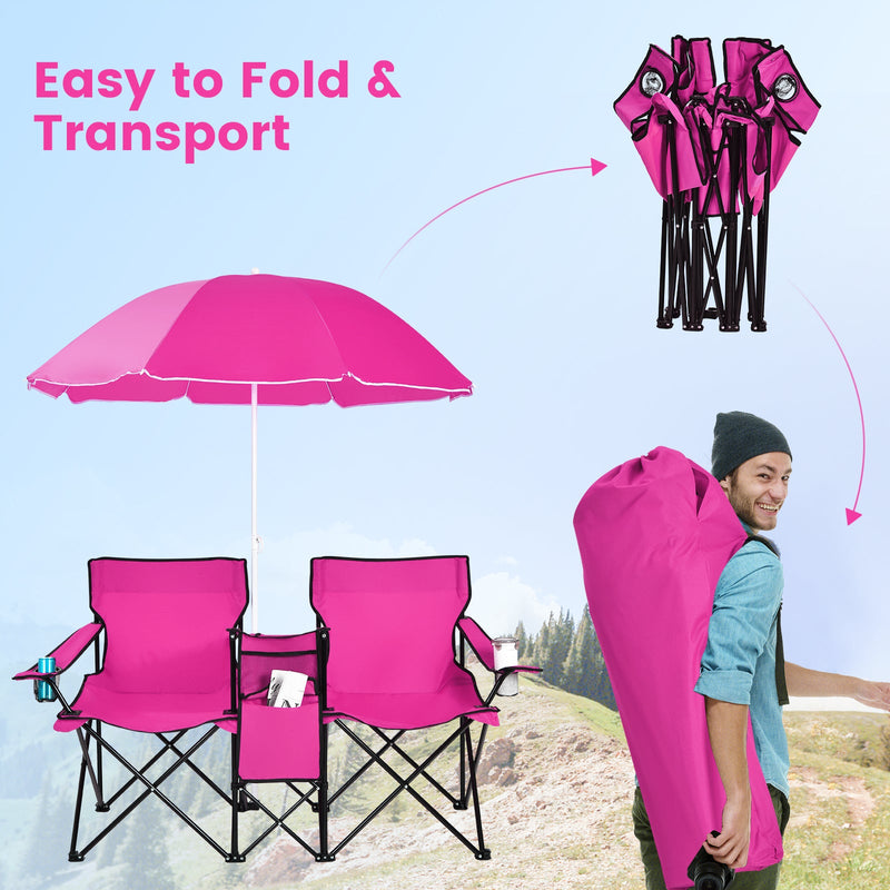 Load image into Gallery viewer, Portable Folding Picnic Double Chair
