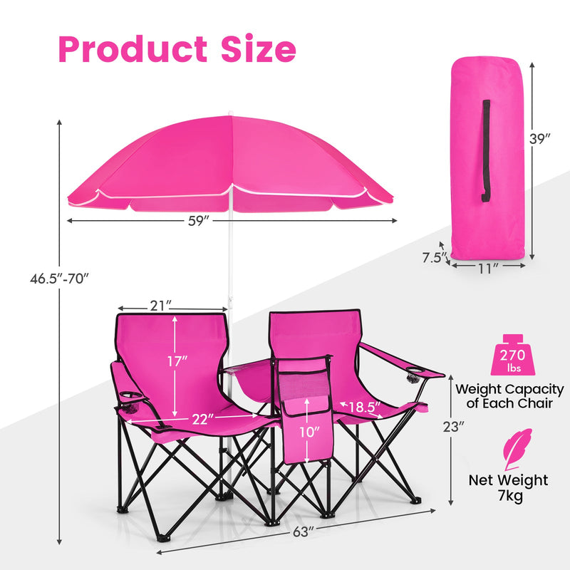 Load image into Gallery viewer, Portable Folding Picnic Double Chair
