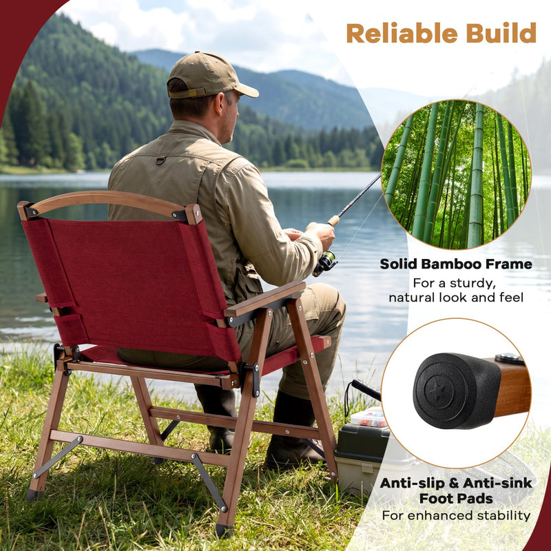 Load image into Gallery viewer, Portable and Lightweight Folding Camping Chair for Patio Picnic Leisure Fishing Travel Beach-Red
