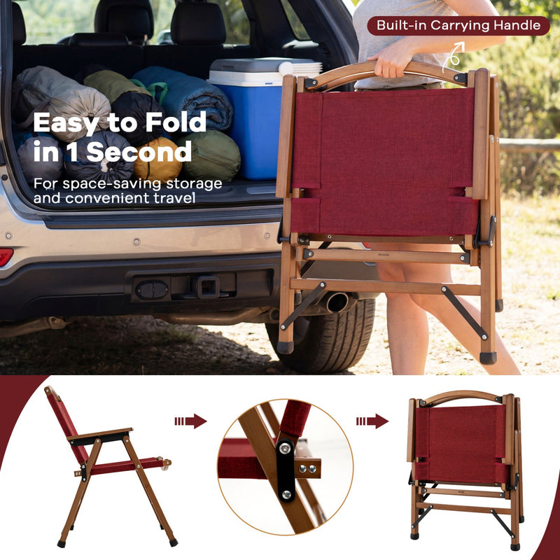 Load image into Gallery viewer, Portable and Lightweight Folding Camping Chair for Patio Picnic Leisure Fishing Travel Beach-Red
