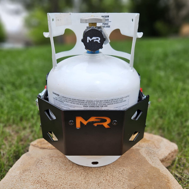 Load image into Gallery viewer, Rock-solid 5 lb propane tank mount for truck campers &amp; overland rigs
