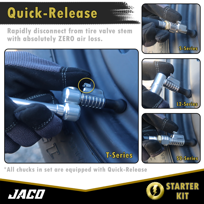 Load image into Gallery viewer, Lightning™ Tire Air Chuck Starter Kit - Patented | Open Flow, 1/4" F-NPT (Set of 7)
