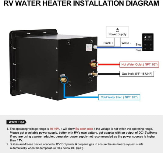 2.64GPM Tankless RV Hot Water Heater PRO With Remote Control