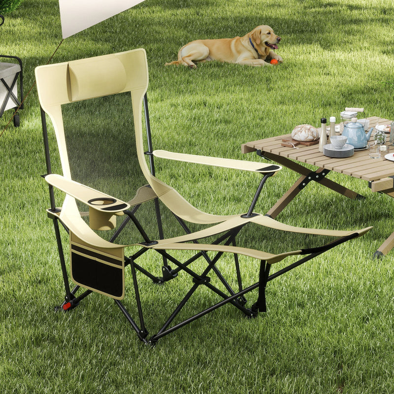 Load image into Gallery viewer, Reclining Camping Chair with Removable Footrest and Adjustable Backrest
