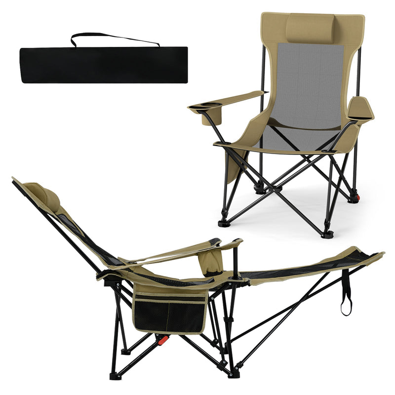 Load image into Gallery viewer, Reclining Camping Chair with Removable Footrest and Adjustable Backrest
