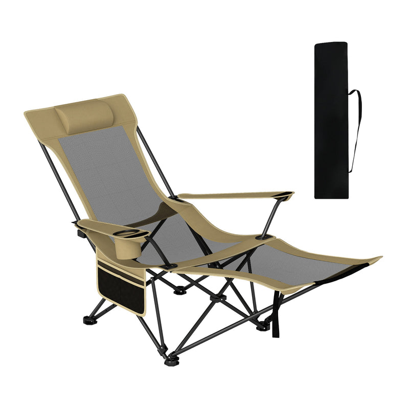 Load image into Gallery viewer, Reclining Camping Chair with Removable Footrest and Adjustable Backrest
