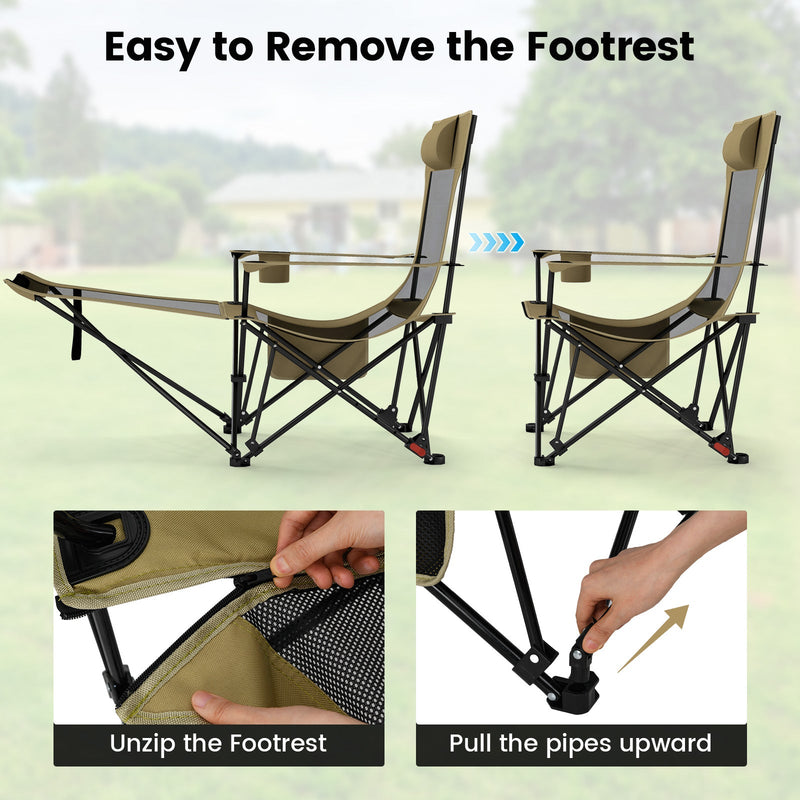 Load image into Gallery viewer, Reclining Camping Chair with Removable Footrest and Adjustable Backrest
