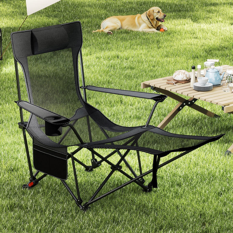 Load image into Gallery viewer, Reclining Camping Chair with Removable Footrest and Adjustable Backrest
