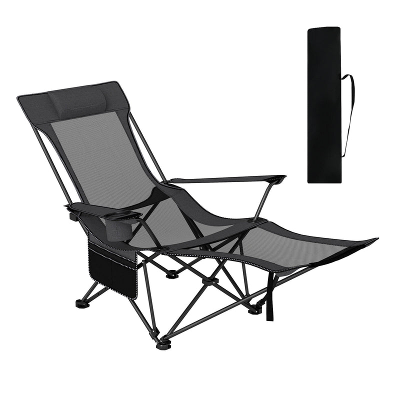 Load image into Gallery viewer, Reclining Camping Chair with Removable Footrest and Adjustable Backrest
