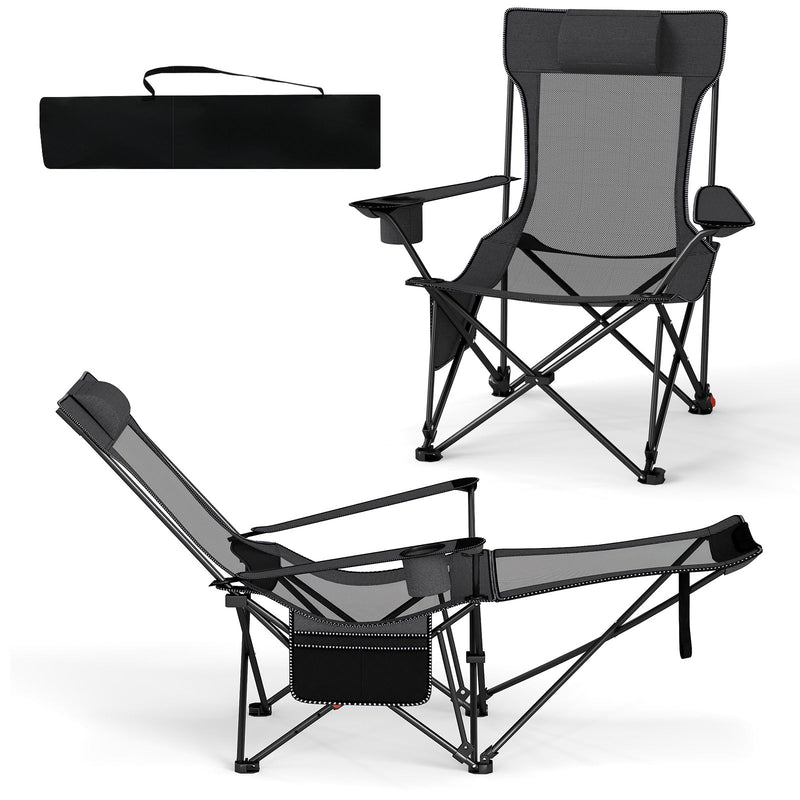 Load image into Gallery viewer, Reclining Camping Chair with Removable Footrest and Adjustable Backrest
