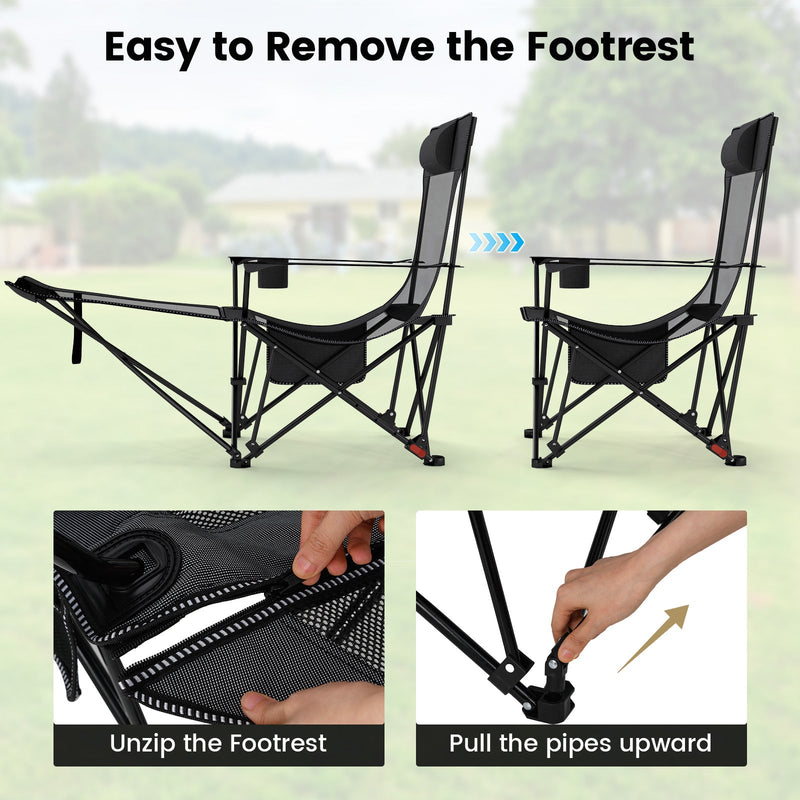 Load image into Gallery viewer, Reclining Camping Chair with Removable Footrest and Adjustable Backrest
