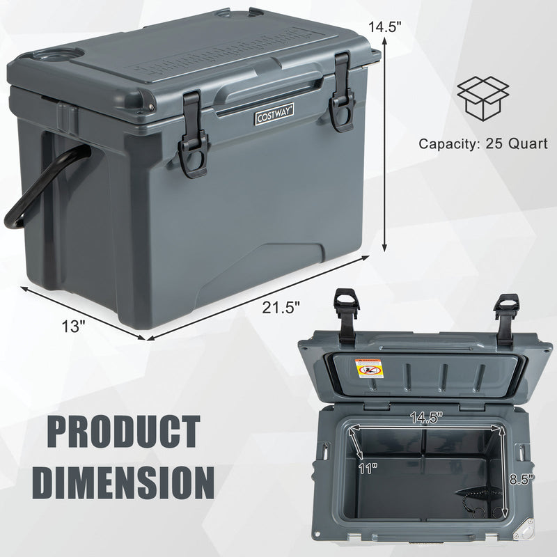 Load image into Gallery viewer, 25 QT Hard Cooler with Aluminum Handle and Integrated Cup Holders
