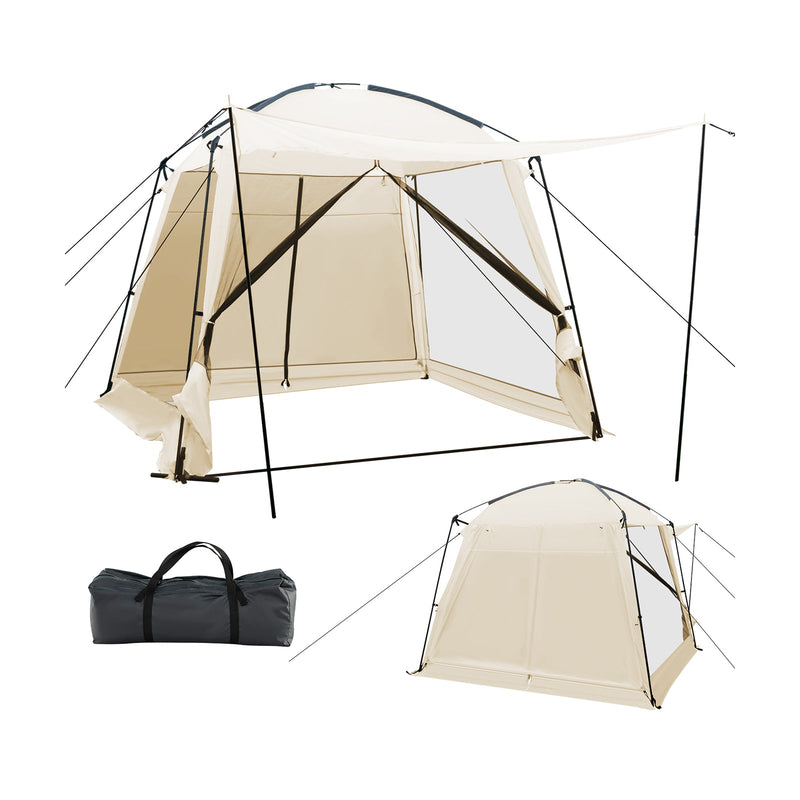 Load image into Gallery viewer, 10 x 10 Feet Screened Canopy Tent w/ Vestibule and Zippered Door-Beige
