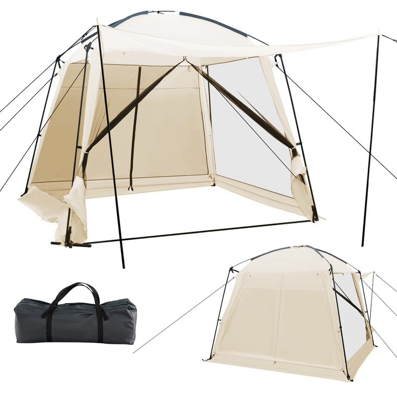 Load image into Gallery viewer, 10 x 10 Feet Screened Canopy Tent w/ Vestibule and Zippered Door-Beige
