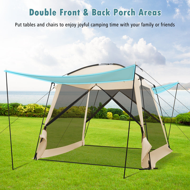 Load image into Gallery viewer, 10 x 10 Feet Screened Canopy Tent w/ Vestibule and Zippered Door-Beige
