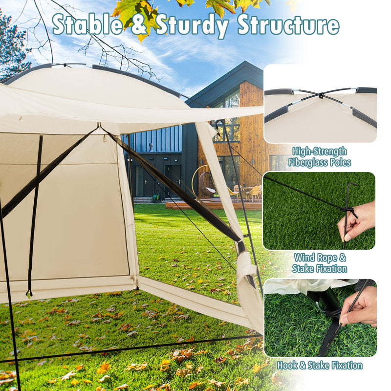 Load image into Gallery viewer, 10 x 10 Feet Screened Canopy Tent w/ Vestibule and Zippered Door-Beige
