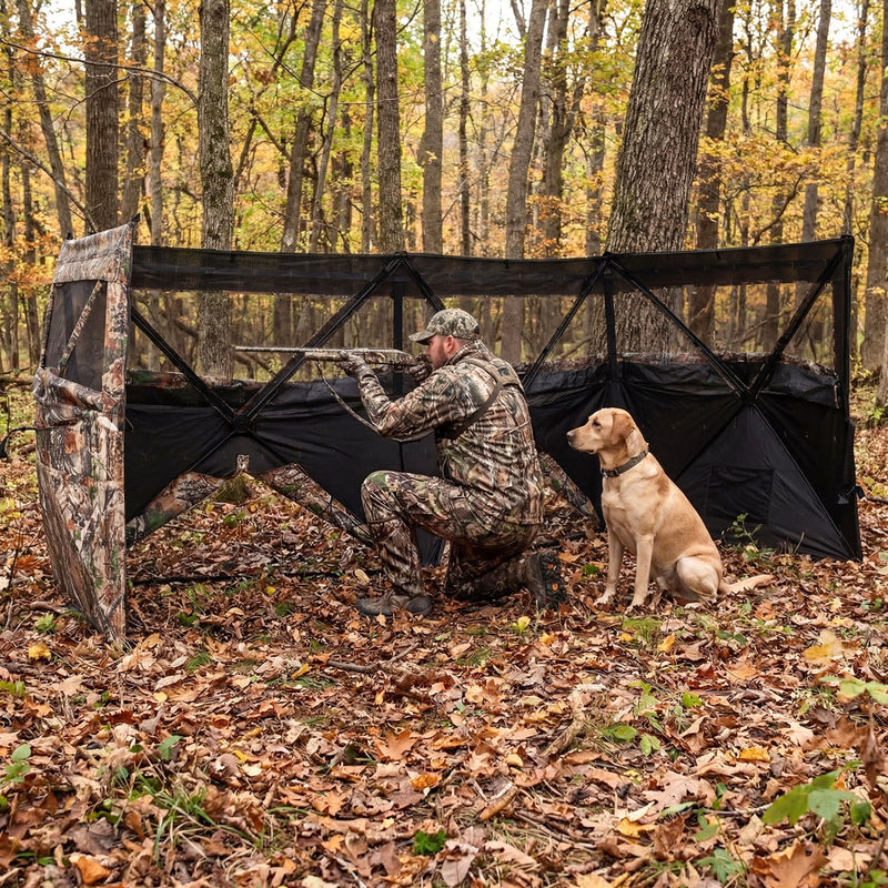 Load image into Gallery viewer, See-Through Hunting Blind Panel with Dog Door Pop up Waterflow Blind for 1-3 People
