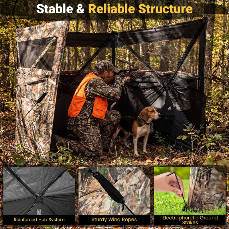 Load image into Gallery viewer, See-Through Hunting Blind Panel with Dog Door Pop up Waterflow Blind for 1-3 People
