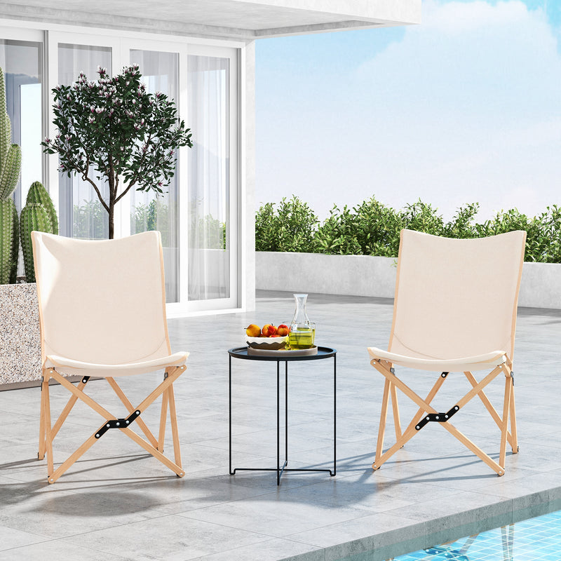Load image into Gallery viewer, Set of 2 Bamboo Dorm Chair with Storage Pocket for Camping and Fishing
