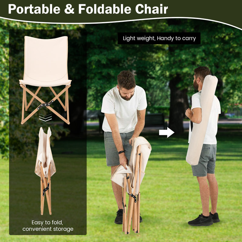 Load image into Gallery viewer, Set of 2 Bamboo Dorm Chair with Storage Pocket for Camping and Fishing
