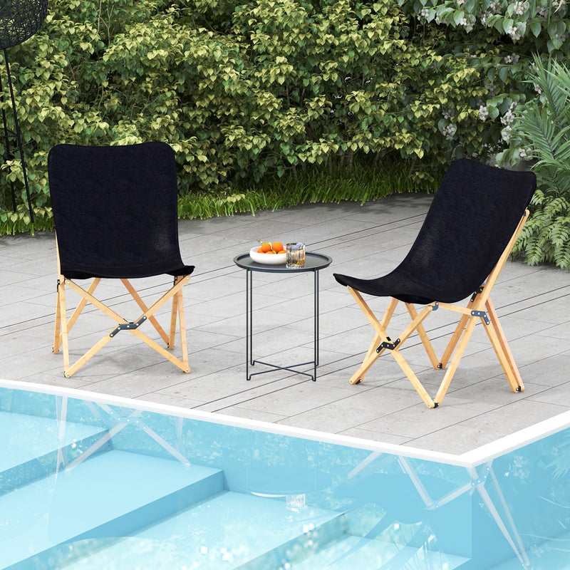 Load image into Gallery viewer, Set of 2 Bamboo Dorm Chair with Storage Pocket for Camping and Fishing
