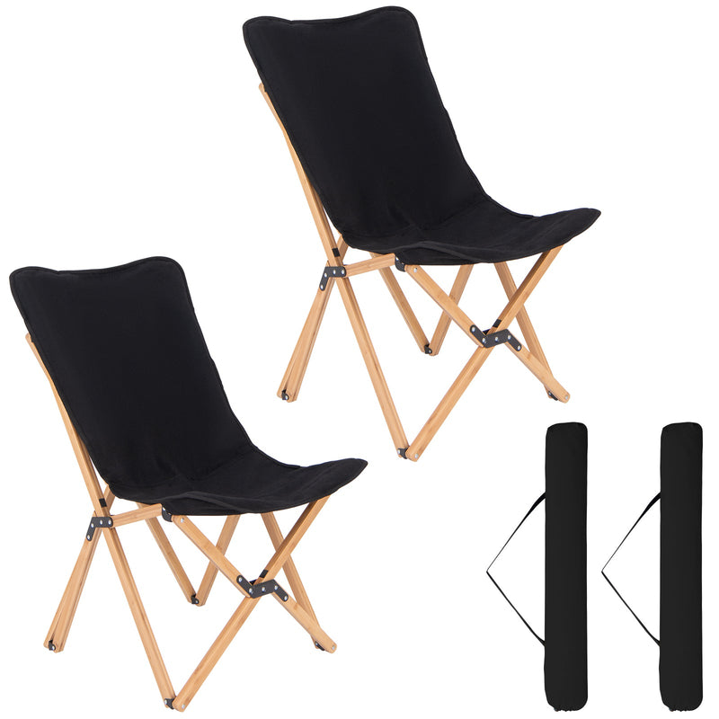 Load image into Gallery viewer, Set of 2 Bamboo Dorm Chair with Storage Pocket for Camping and Fishing
