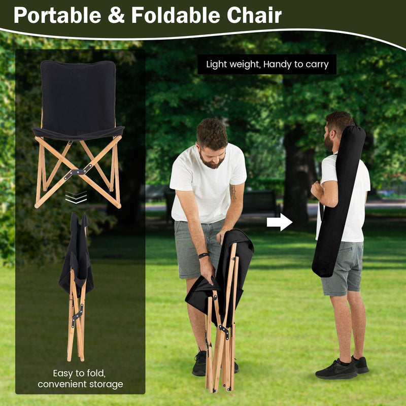 Load image into Gallery viewer, Set of 2 Bamboo Dorm Chair with Storage Pocket for Camping and Fishing

