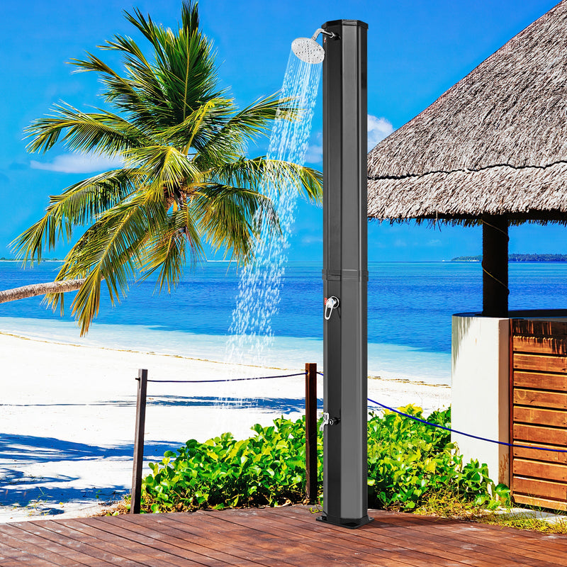Load image into Gallery viewer, 7.5 Feet 15.9 Gallon Solar Heated Outdoor Shower with Shower Head-Black

