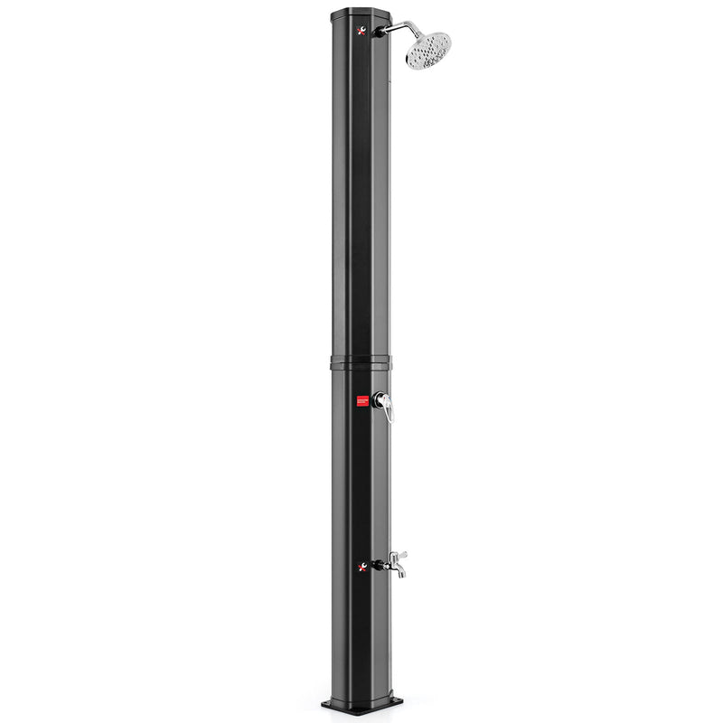 Load image into Gallery viewer, 7.5 Feet 15.9 Gallon Solar Heated Outdoor Shower with Shower Head-Black
