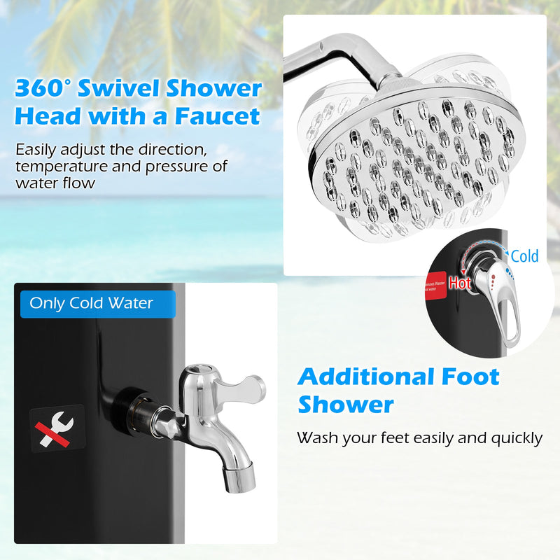 Load image into Gallery viewer, 7.5 Feet 15.9 Gallon Solar Heated Outdoor Shower with Shower Head-Black
