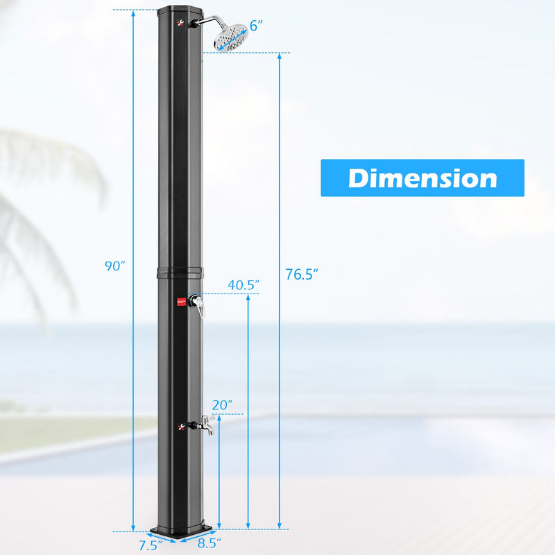 Load image into Gallery viewer, 7.5 Feet 15.9 Gallon Solar Heated Outdoor Shower with Shower Head-Black
