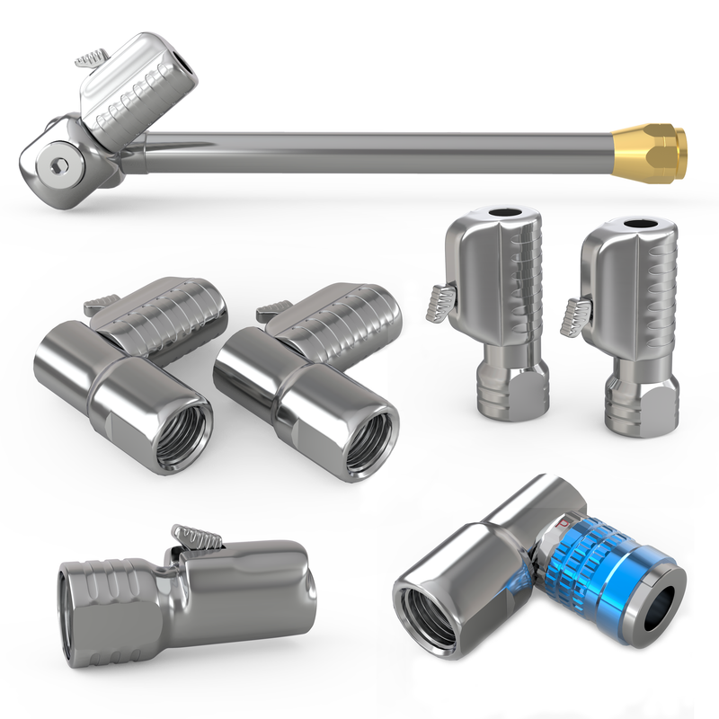 Load image into Gallery viewer, Lightning™ Tire Air Chuck Starter Kit - Patented | Open Flow, 1/4" F-NPT (Set of 7)
