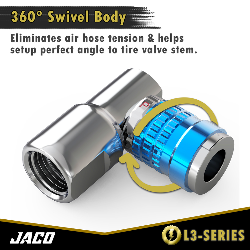 Load image into Gallery viewer, Lightning™ L3-Series Bike Tire Air Chuck - 1/4" F-NPT (Presta + Schrader Valves) | Open Flow (2 Pack)
